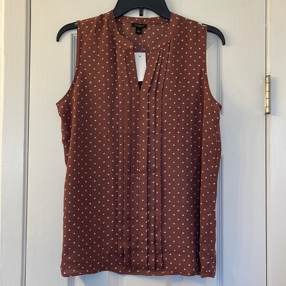 Ann Taylor Factory Sleeveless Top with Dots